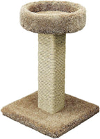 Maykoosh French Flair Elevated Cat Scratch Post with Cat Bed, Compact and Stylish Elevated Cat Bed with Plush Carpet and Sisal Scratching Post, Perfect for Sleep and Play Brown