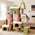 Extra Large 74-Inch Tall Cat Tree w/Widened Perch for Large Cats, Big Cat Tower Indoor, Modern Multi-Level Activity Tower with Scratching Posts, Condos, Baskets, Hammock, Scratching Ramps