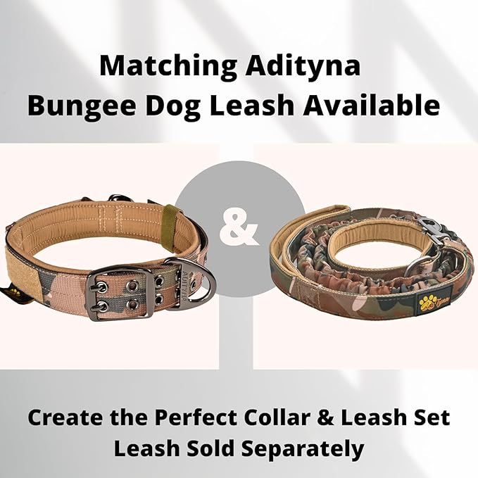 ADITYNA Heavy Duty Dog Collar for Medium Dogs - Camo Collar with Handle for Training, and Walking - Wide, Thick, Tactical, Soft Neoprene Padded