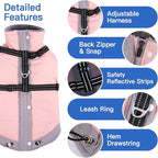 Dog Winter Coat with Adjustable Reflective Harness Built in -M | Turtleneck Water-Repellent Coats with Sleeves for Small Dogs Boy,Cold Weather Coats,Warm Jacket for Schnauzer (Light Pink)