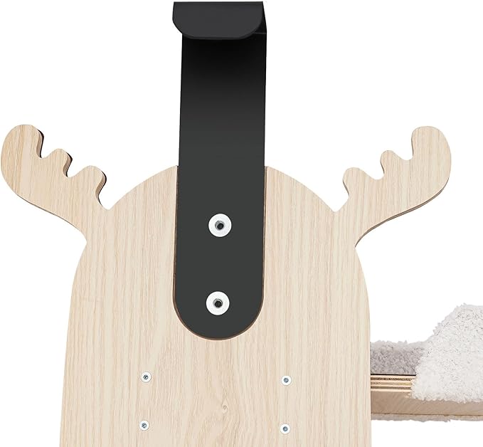 Door Hanging Cat Tree 4 Tier, Wooden Door Mounted Vertical Cat Climbing Scratching Frame 4.92ft Height 9.8in Width Space Saving Cats Shelf 20-25kg Load (Light Wood + Brown)