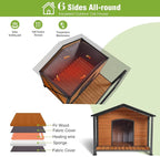GUTINNEEN Extra Large Heated Dog House for Outside XL Insulated Dog House Outdoor Weatherproof Dog Kennel with Thermostat-Controlled Heating Pad, Thermal Liner, Chew-Proof Metal Frame for Large Breeds