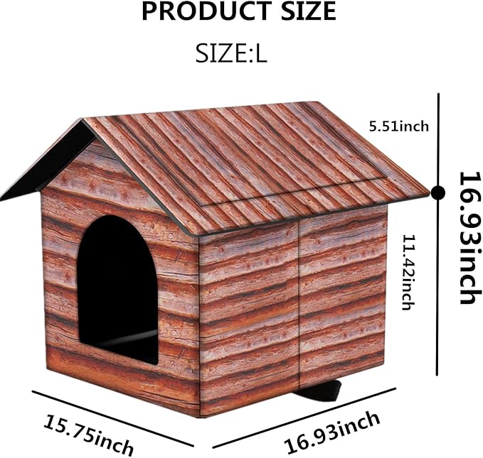 Outdoor Cat House Cat House for Outdoor and Indoor Use - Waterproof Shelter for Cats, Dogs, and Feral Animals (Redwood Color, Large)
