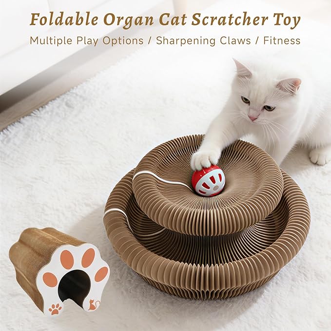 Flexible Cat Scratcher Toy, Interactive Foldable Magic Organ Cat Scratcher for Indoor Cats, Bored Kittens & Adults, Durable Cardboard Cat Toy for Exercise & Stress Relief
