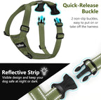 Dog Seat Belt Harness for Car, Dog Car Harness Adjustable Mesh Breathable & Dogs Seatbelt Safety Tether with Elastic Bungee for Small Medium Large Pets(Army Green, M)