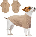 BEAUTYZOO Small Dog Sweater-Dog Sweatshirt Pullover Cable Knit Wear Classic Turtleneck Thick Cold Weather Clothes for Small Dogs,Medium Dogs,Khaki Cable S (Back: 12", Chest: 16", Neck: 10")