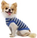 LOPHIPETS 100% Cotton Striped Dog Shirts for Small Dogs Chihuahua Puppy Clothes Tank Vest-Blue and Gray Strips/L
