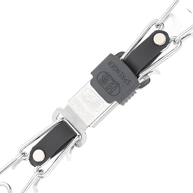 Herm Sprenger Chrome Plated Steel Dog Collar with Quick Release ClicLock Buckle O-Ring Biothane Insert Training Collar Made in Germany (Black, 22in x 3.0mm(Neck Size up to 18-19in))