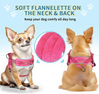 Lukovee No Pull Dog Harness and Leash Set, Soft Padded Small Dog Harness, Neck & Chest Adjustable Reflective Vest Puppy Harness with 4ft Lightweight Anti-Twist Dog Leash for Small Dogs (Pink, Large)