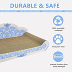 Luxury Cardboard Cat Scratcher Sofa Bed, Couch Shaped Cat Scratching Board, Cat Scratch Lounge with Catnip, Cat Scratcher for Indoor Cats(Floral)