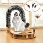 Cat Scratching Board with Cat Arch Self Groomer and Kitty Ball Toys, Cat Scratcher Cardboard for Indoor Cats, Eco-Friendly Wood, Durable, Stable and Non-Slip, Kitten Scratcher Pad (U-Shaped)