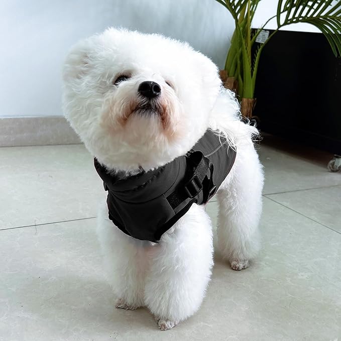 Dog Winter Coat Reflective Water-Resistant Jacket, Fleece Lined Windproof Puppy Coat with Back Zipper & D-Ring, Cold Weather Dog Coats for Small Medium Dogs (XL, Black)