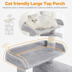 Made4Pets Cat Tree 54in Cat Tower for Indoor Cats Kitten Tree Multi-Level Cat Tree with 2 Condo Furniture Activity Center with Scratching Posts Funny Toys Kittens Pet Play House, Light Grey