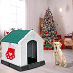 ZENY Plastic Dog House - Waterproof Dog Kennel with Air Vents and Elevated Floor All Weather Indoor Outdoor Insulated Doghouse Puppy Shelter, Easy to Assemble (Green, 28inch)