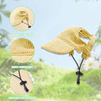 Dog Baseball Cap, Dog Cat Summer Beach Visor Hat with Ear Holes, Adjustable Puppy Sunbonnet Headdress (Yellow, Large)
