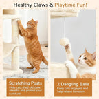 DORTALA Cat Tree for Indoor Cats, 44" Modern Cat Tower with Top Perch, Condo, Hammock, Sisal Scratching Posts, Dangling Balls, Platforms, Multi-Level Pet Climbing Furniture Playground (Beige)