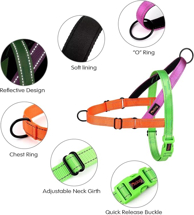 Didog No Pull Dog Harness with Soft Padded Handle, Quick Fit & Lightweight Adjustable Vest Harness, Easy for Training Walking for Small & Medium and Large Dogs(Green,M)