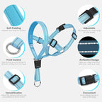 Weesiber No-Pull Dog Head Collar, Adjustable Dog Muzzle Leash Padded Head Halter Training Nose Leash, Easy Control for Walking (Blue,L)