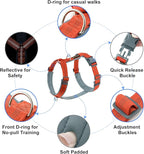 Plutus Pet No Pull Dog Harness, Adjustable Nylon Harness with Soft Padding, Reflective and Heavy Duty Dog Harness for Small, Medium, Large Dogs(Orange, XL)