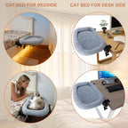 Cat Desk Bed&Cat Hammock for Desk and Bedside,90°Rotating&Height Adjustable,40 lbs Capacity,Soft Faux Fur with Reversible Mat,23.62x14.57x2.76 inch Modern Gray Cat Perch for Office&Game Tables (Gray)
