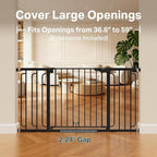 Cumbor 36.6-59" Extra Wide Baby Gate for Stairs, Pressure Mounted Dog Gate for Doorways, Auto-Close Easy Walk Through Safety Child Gate for Kids Toddler, Tall Pet Gates Indoor, Black