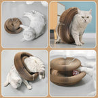 Kitty Curlz Cat Scratching Board,Accordion Magic Organ Cat Scratcher Toy with Bell Ball - Foldable Interactive Cardboard Scratching Pad for Indoor Cats Kittens 1 Pack(Pink)