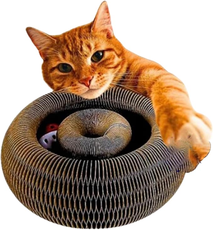 Cat Scratcher, Organ Cat Scratching Board with Ball Interactive Cats Toys, Modern Cats Scratcher Cardboard for Indoor Foldable Toy (1pcs)