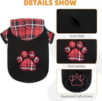 KOOLTAIL Plaid Dog Hoodie Pet Clothes Sweater with Hat and Pocket for Small Medium Large Size Dogs, Soft Winter Warm Dog Cold Weather Coat, Fleece Fall Dog Hooded Sweatshirt for Puppy Cats, Red M