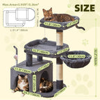 Taoqimiao MS043G Cat Tree, 32.2-Inch Cat Tower for Indoors Cats, Cat Condo with Large Cat Perch, Spacious Cat Cave, Scratching Posts for Small and Medium Cats, Smoky Gray