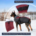 IECOii Dog Coat for Extra Large Dogs - Reflective Adjustable Jacket with Buckle Fleece Turtleneck for Cold Weather - Soft Winter Coat for Giant Breed Dogs, Great Dane Winter Clothes, Burgundy, 4XL