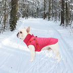 Geyecete Winter Warm Coat Waterproof Dog Winter Jacket with Harness Traction Belt,Windproof Pet Outdoor Jacket-Pink-L