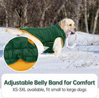 Lelepet Reversible Dog Coat Waterproof Dog Jacket Windproof Puffer Vest for Winter Warm Lightweight Coats for Small Dogs Adjustbale Hook & Loop Pet Apparel with Leash Hole, Pug, Green, M