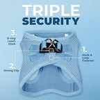 Best Pet Supplies Voyager Step-in Air Harness - All Weather Mesh, Reflective, No Pull Harness for Dogs, Cats - Secure with Hook & Loop Fastener, Buckle, Double D-Rings - Baby Blue, L
