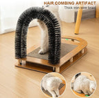 Cat Scratching Board with Cat Arch Self Groomer and Kitty Ball Toys, Cat Scratcher Cardboard for Indoor Cats, Eco-Friendly Wood, Durable, Stable and Non-Slip, Kitten Scratcher Pad (U-Shaped)