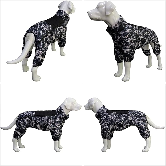 Micai Warm Dog Coat - 4 Legs Covered Waterproof Windproof Reflective Vest, Zippered Adjustable Outdoor Snow Jacket for Small Medium Large Dogs - Black S