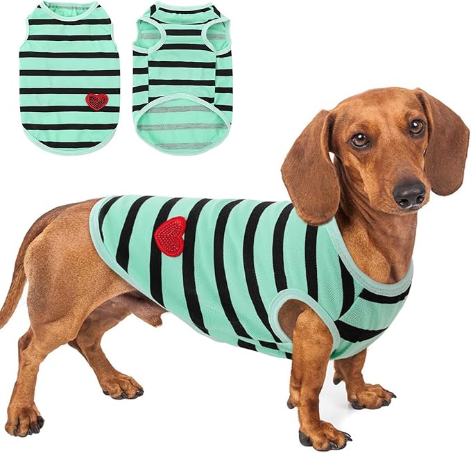 Dog Shirts for Medium Dogs, Striped T-Shirts Pets Vest Pet Apparel Tee Shirts Dog Tank Top Spring Summer Suitable for Chihuahua French Bulldog Bichon Shih Tzu