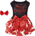 CuteBone Merry Christmas Dog Dress Velvet for Small Dogs Girl Reindeer Puppy Dresses Red Dog Clothes CVA04L-D