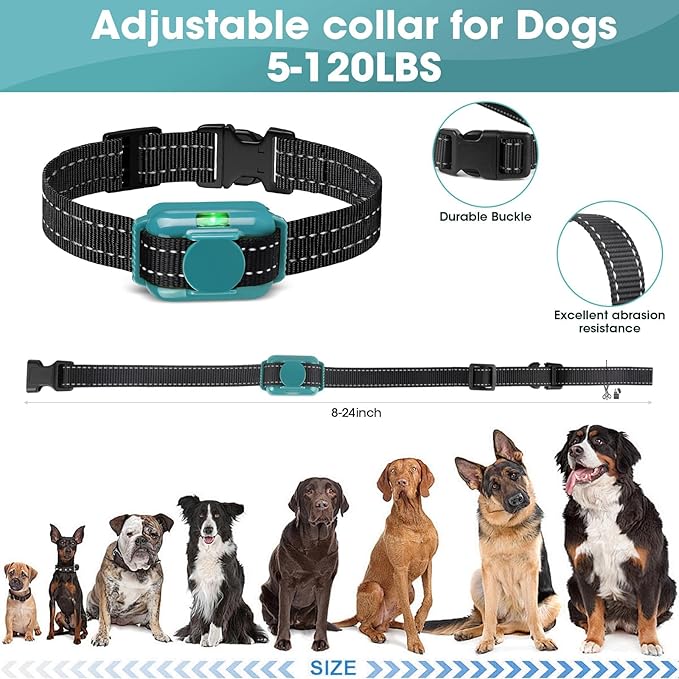 Smallest No Shock Dog Training Collar for Small Dogs 5-15lbs, Lightest Dog Vibration Collar with Controller 2000FT, Beep and Vibrate Only, Safety Lock,No Prongs,Cyan