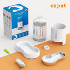 CZPET Dog Water Bowl Dispenser, 7L Automatic Dog and Cat Water Dispenser with Stainless Steel Bowl, Gravity Waterer, Large Capacity, and Quiet Drinking Area for Pets (7L,White)