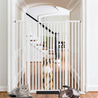 55 Inch Extra Tall Pet Gate for Cats,29.92"-48" Adjustable Wide Dog Gates,Pressure Mounted Walk Through Tall Pets Gate for Doorways,Hallway,Stairs(White)