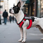 PUPTECK Service Dog Harness and Leash Set for Small Medium Dogs No Pull Step-in Soft Mesh Puppy with 2 Removable Patches Cat Vest Harnesses Reflective at Night, Red, M