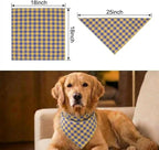 Dog Bandanas 1 Pack; Cotton Linen Yellow Plaid Bandana for Large Dogs; Soft Breathable Dog Accessories; Daily Dog Apparel & Accessories