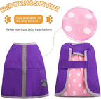 Queenmore Dog Winter Coat, Cold Weather Fleece Jacket for Dogs, Waterproof Reflective Reversible, for Small, Medium and Large Dogs (Purple, XS)