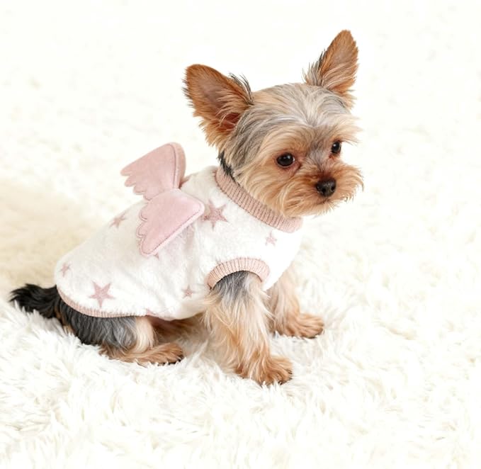 FLAdorepet 3 Packs Teacup Dog Cat XXS Clothes for Chihuahua Yorkie,Winter Warm Fleece Puppy Pet Clothes Sweater Shirt Vest for Mini Newborn Extra Small Dogs (Angel, XXS(Pet 1-2LBS))