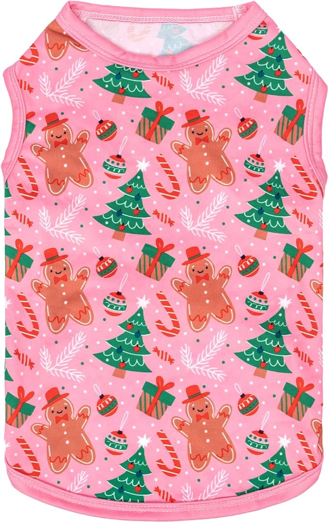 CuteBone Dog Christmas Shirts 2-Pack Soft Pet Clothes Breathable Summer Vest for Small Puppy and Stretchy Cat Apparel 2BX16XS