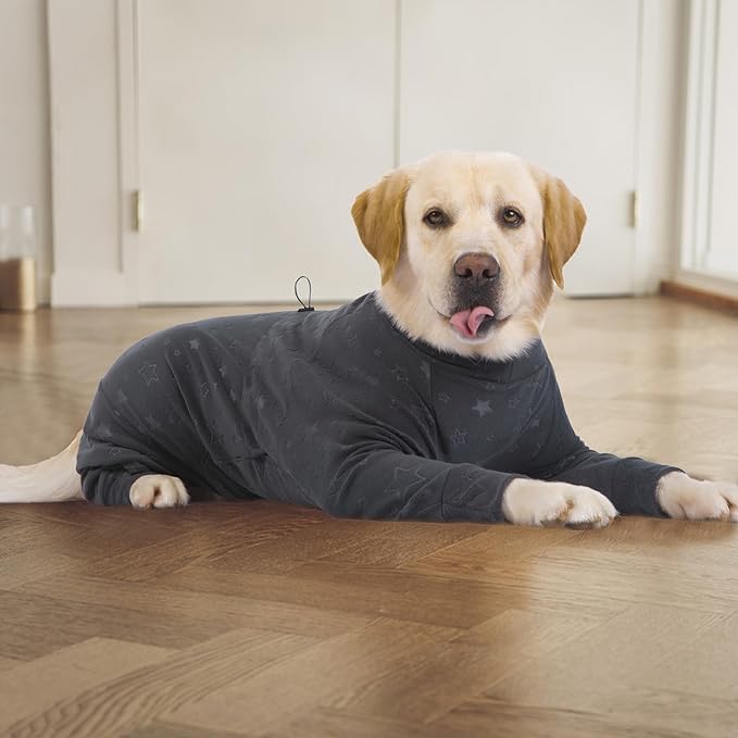 Dog Coats Autumn Winter Jumpsuit for Large Medium Dogs, Warmer Recovery Suit Polar Fleece Dog Bodysuit Lightweight Pajamas Pullover Stretchy Onesie Four-Legged Cold Weather Clothes(2XL, Grey)