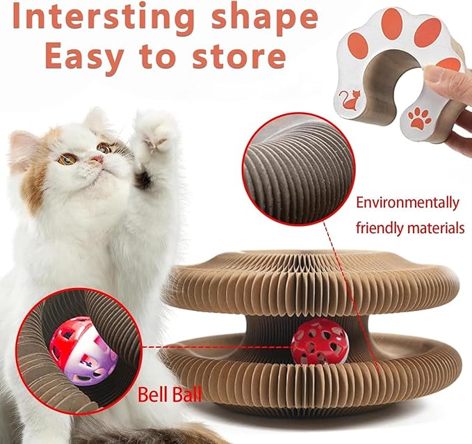 Kitty Curlz, Kitty Curlz Cat Toy, Magic Organ Cat Scratching Board, Snufflepaw Accordion for Cats, Interactive Scratch Pad, Recyclable Cat Scratcher.