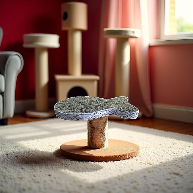 Cat Scratching Board Premium Scratch Textures Cardboard Anti-Scratch Stress Relieve Indeformable Fish Self-Adhesive Cat Scratching Board 28×15×2.5 cm