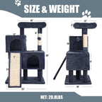 Cat Tree for Indoor Cats, 36in Cat Tower Multi-Level Cat Condo with Sisal Scratching, Scratching Board, Dangling Ball, Extra Large Perch for Cats and Kittens (Dark Grey)