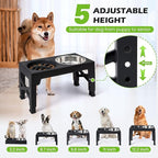 Heeyoo Elevated Dog Bowls - 5 Adjustable Heights Stand, 2 Stainless Steel Bowls & 1 Slow Feeder, 3.2" to 12.2" for Small to Large Dogs